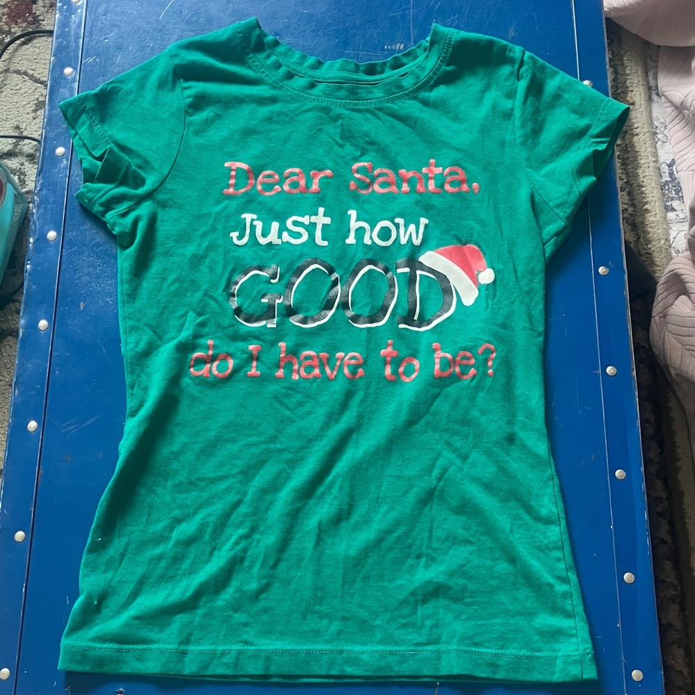 Festive Green Women's Tee with Santa Print